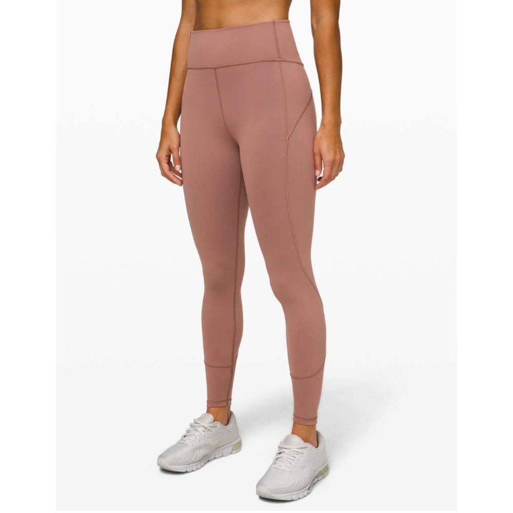 Lululemon In Movement Tights Pant Women 10 Pink High Rise Leggings W5BPGS